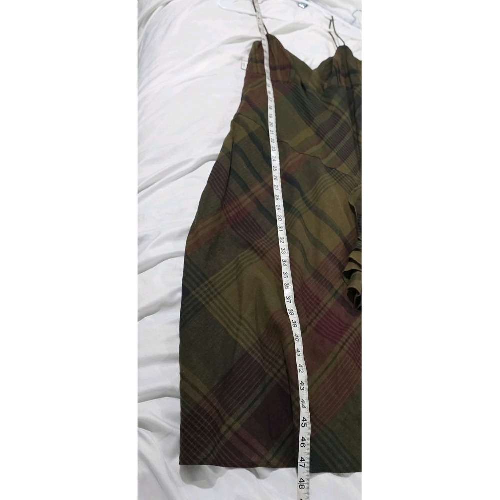 Y2K American Living Babydoll Dress Size 12 Linen Blend Plaid Dark Academia - Picture 6 of 10